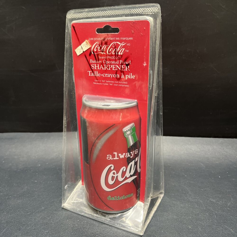 Vintage Coca-Cola Pencil Sharpener Can, 1998 Battery Operated New Old Stock NOS